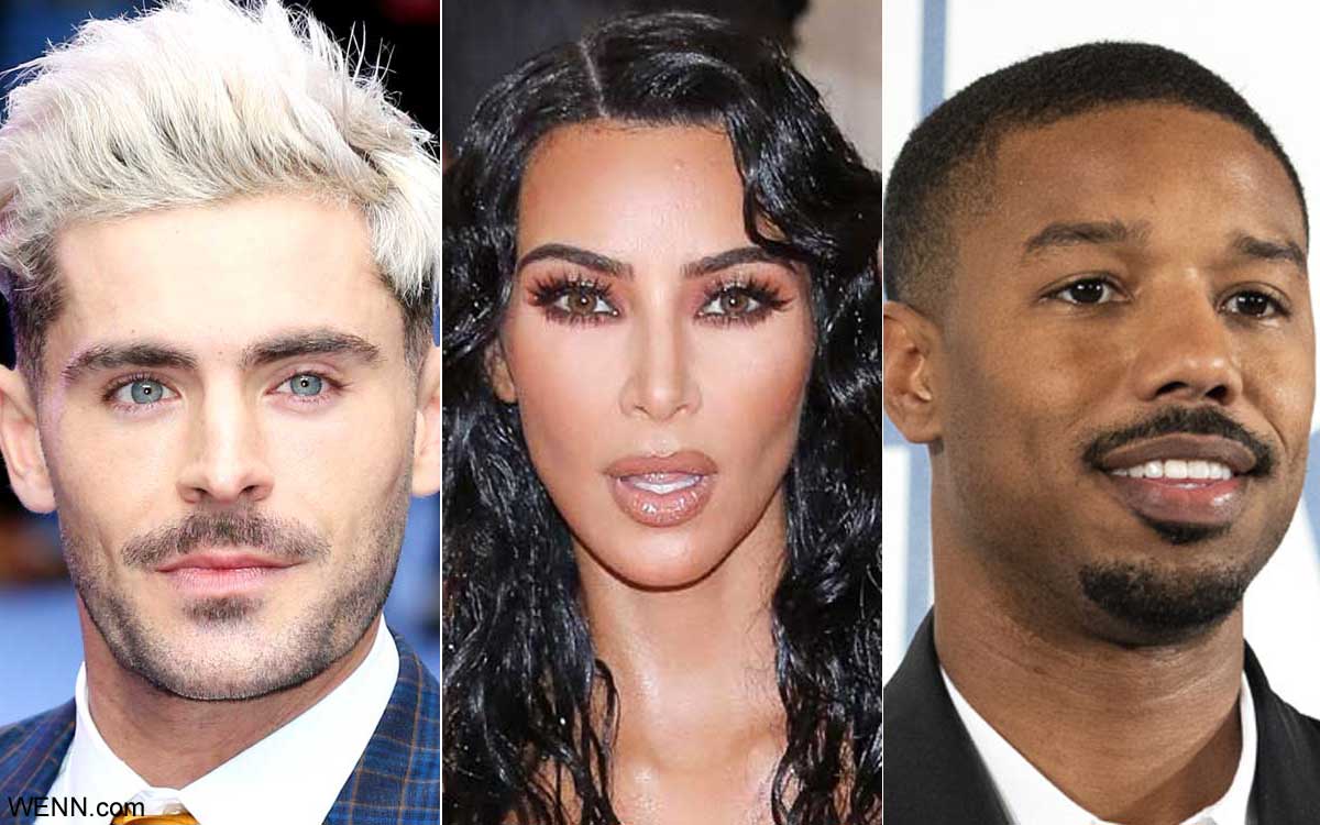 左からザック・エフロン、キム・カーダシアン、マイケル・B・ジョーダン