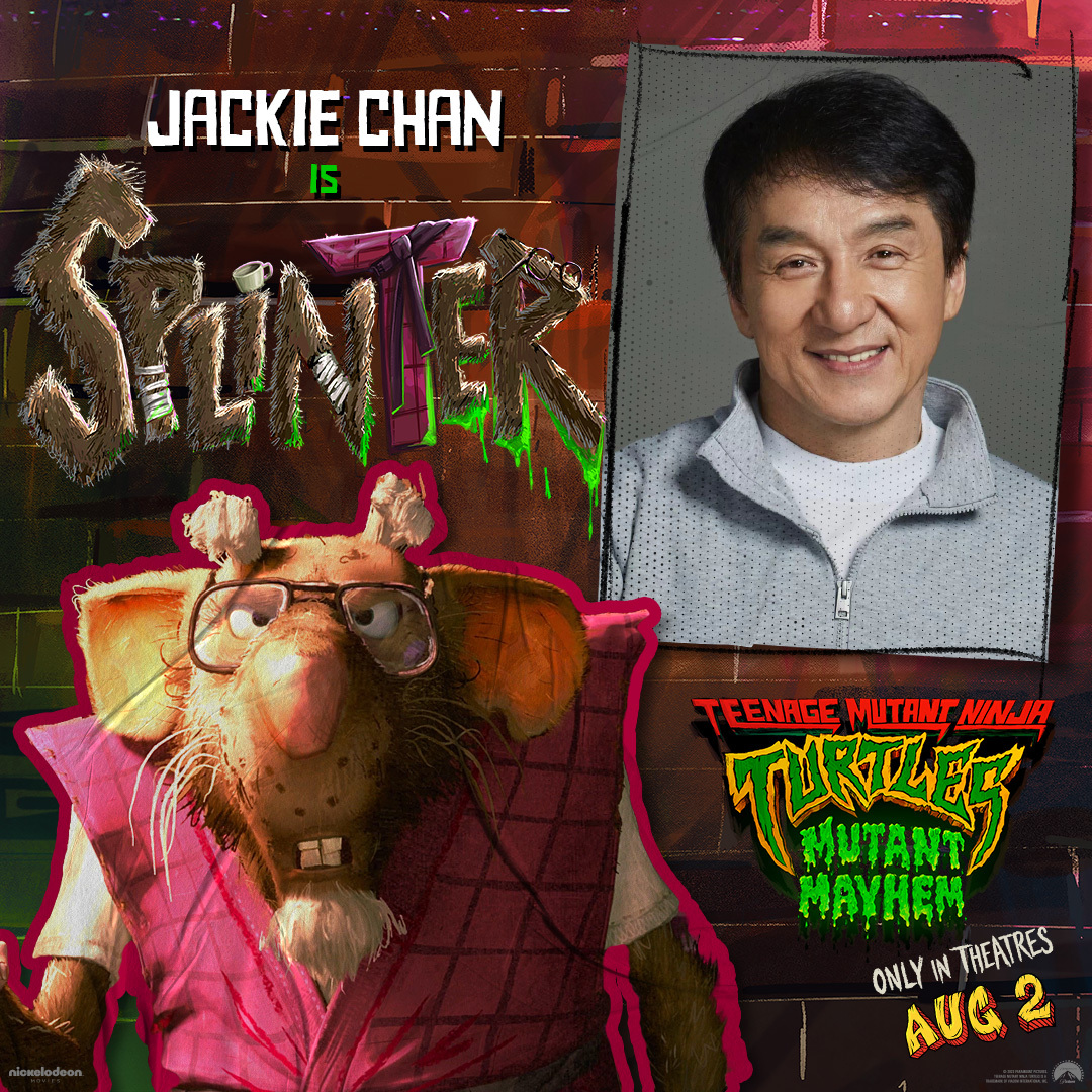 スプリンター先生役はジャッキー・チェン(@TMNTMovie / X)