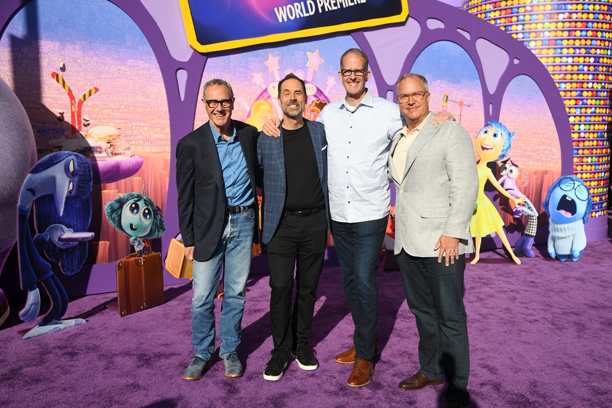 左から：ジム・モリス（ピクサー社長）、ケルシー・マン（監督）、ピート・ドクター、マーク・ニールセン（プロデューサー）